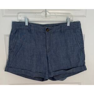 Banana Republic Blue Chambray Linen Blend Cuffed Shorts Women’s Size 12